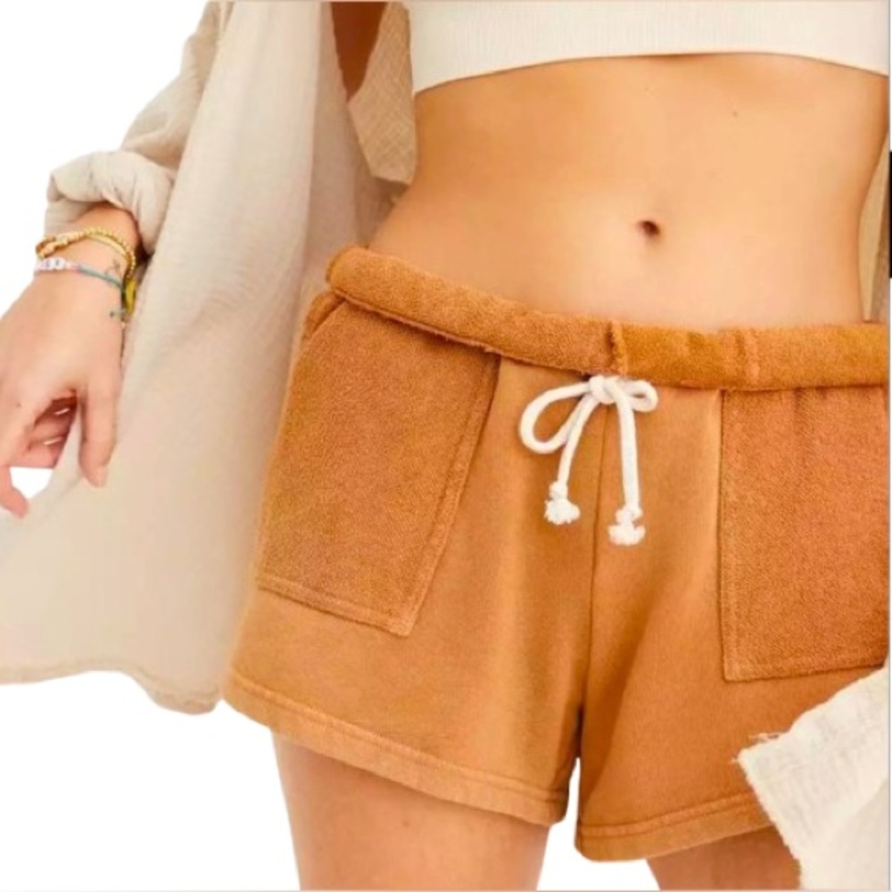 aerie Real Good Weekend Fleece Burnt Orange Shorts Size L